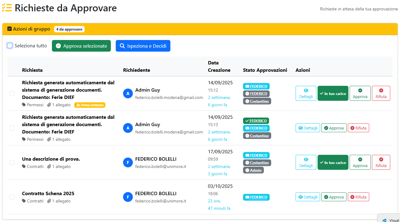 Gestione Approvazioni Tutorial